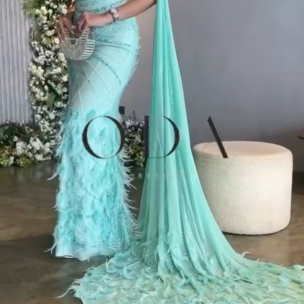 Elegant Sequin Gown in Light Blue